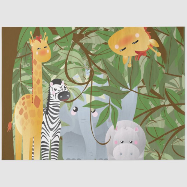 Papel De Seda Desenlace de enfermería de animales de la jungla (Anverso)