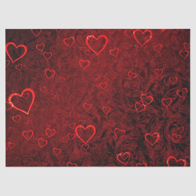Papel De Seda Desenlace de fondo del Corazón Gótico Rojo Negro (Anverso)