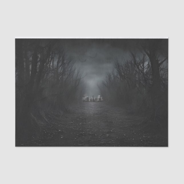 Papel De Seda Desenlace de Halloween, cementerio oscuro de cemen (Anverso)