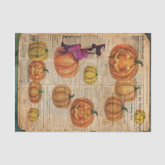 Papel De Seda Desenlace de Halloween de Brujas Retro (Anverso)