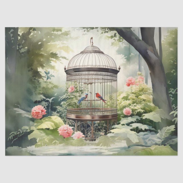 Papel De Seda Desenlace de jaulas de pájaro victoriano (Anverso)