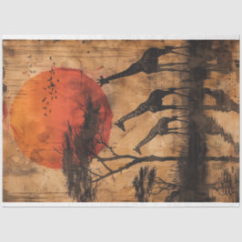 Papel De Seda Desenlace de la jirafa africana del atardecer