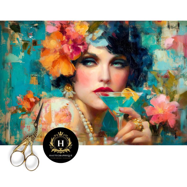 Papel De Seda Desenlace de la mujer azul Martini Glam (Subido por el creador)