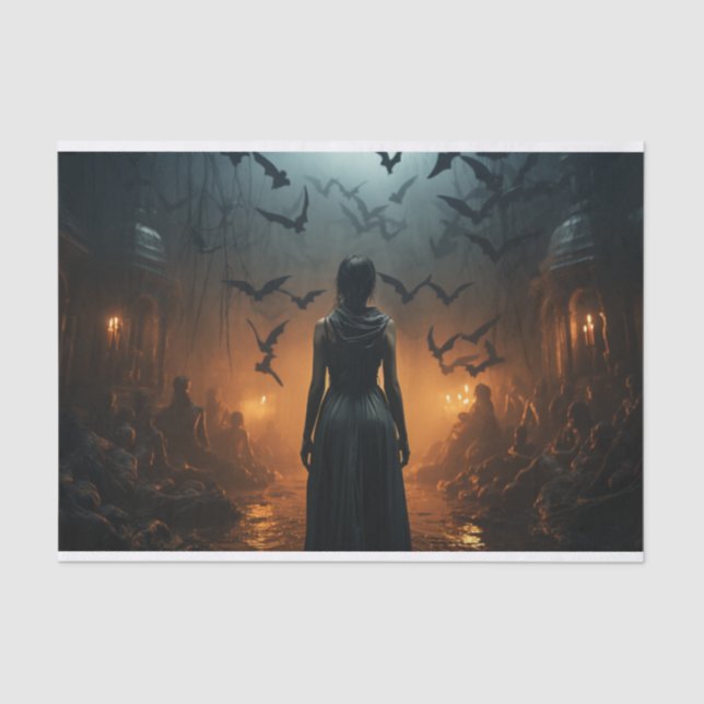 Papel De Seda Desenlace de la Pesadilla Gótica de Halloween (Anverso)