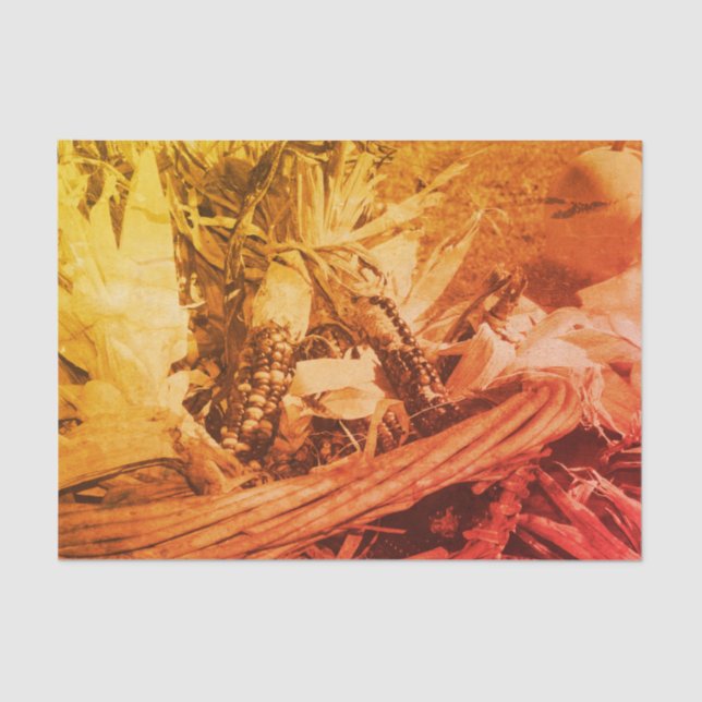 Papel De Seda Desenlace de la vieja cesta de mimbre de maíz indi (Anverso)