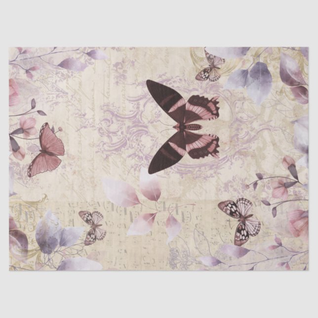 Papel De Seda Desenlace de la vieja mariposa de la vendimia de é (Anverso)