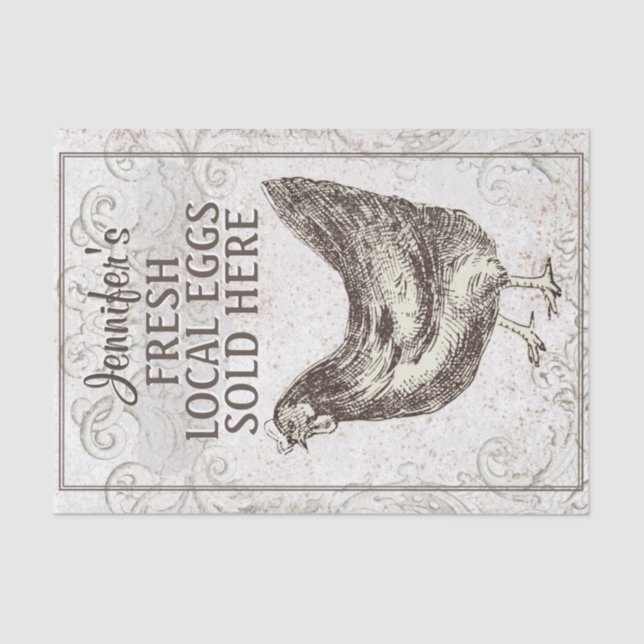 Papel De Seda Desenlace de marfil de pollo francés HEN Grunge (Anverso)