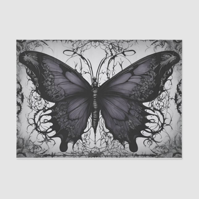 Papel De Seda Desenlace de mariposa gótica oscura (Anverso)