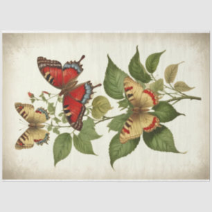Papel De Seda Desenlace de mariposas primitivas de color rojo am