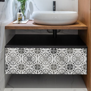 Papel De Seda Desenlace de mosaicos de color negro y blanco rúst