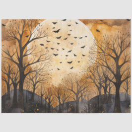 Papel De Seda Desenlace de murciélagos de otoño de acuarela