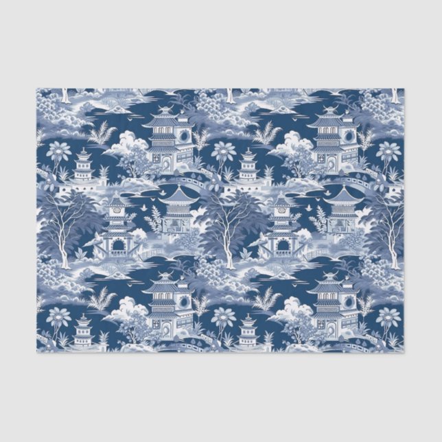 Papel De Seda Desenlace de paisajes de Chinoiserie (Anverso)