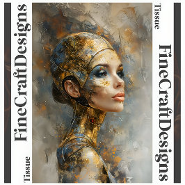 Papel De Seda Desenlace de pintura de aceite de mujer futurista 