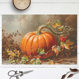 Papel De Seda Desenlace de pintura de calabaza Naranja de época