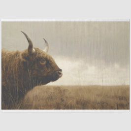 Papel De Seda Desenlace de pintura de vintage de Highland Bull