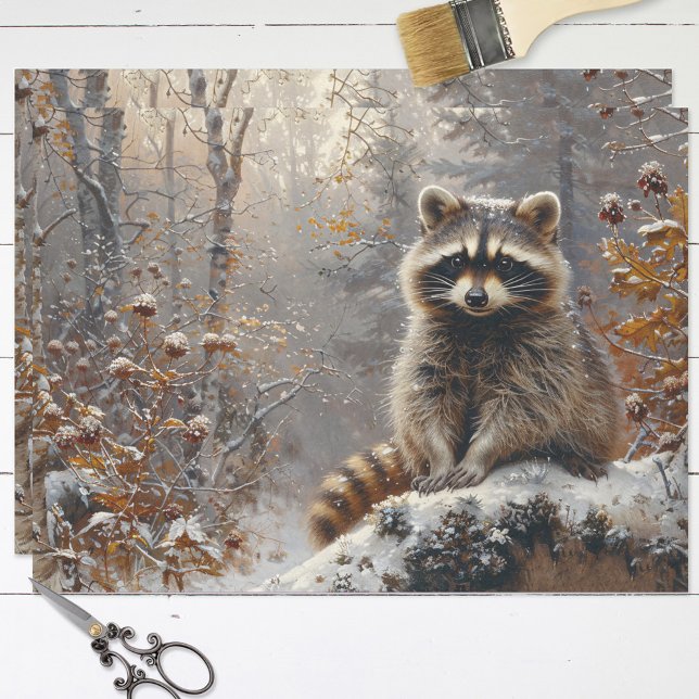 Papel De Seda Desenlace de pintura Raccoon Winter Landscape (Subido por el creador)