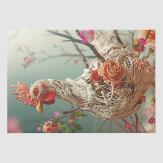 Papel De Seda Desenlace de pollo floral victoriano (Anverso)