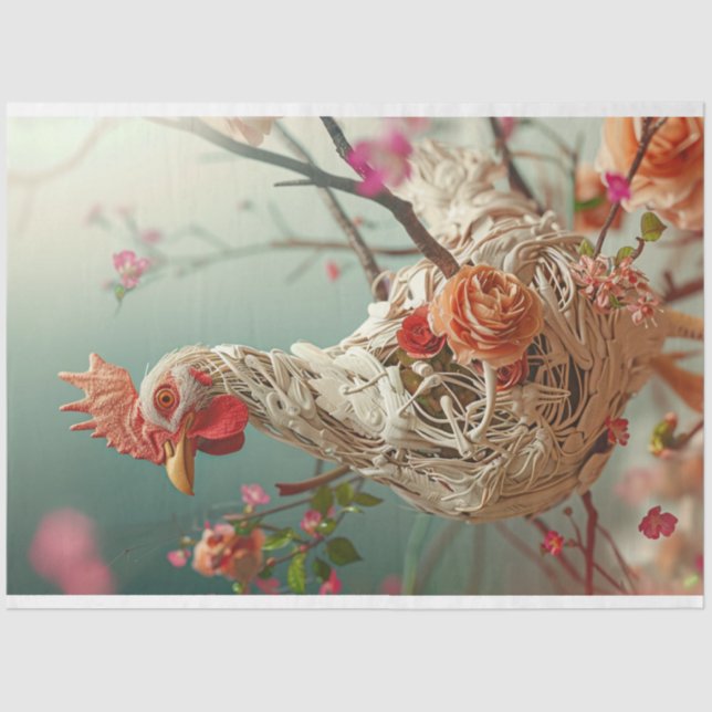 Papel De Seda Desenlace de pollo floral victoriano (Anverso)