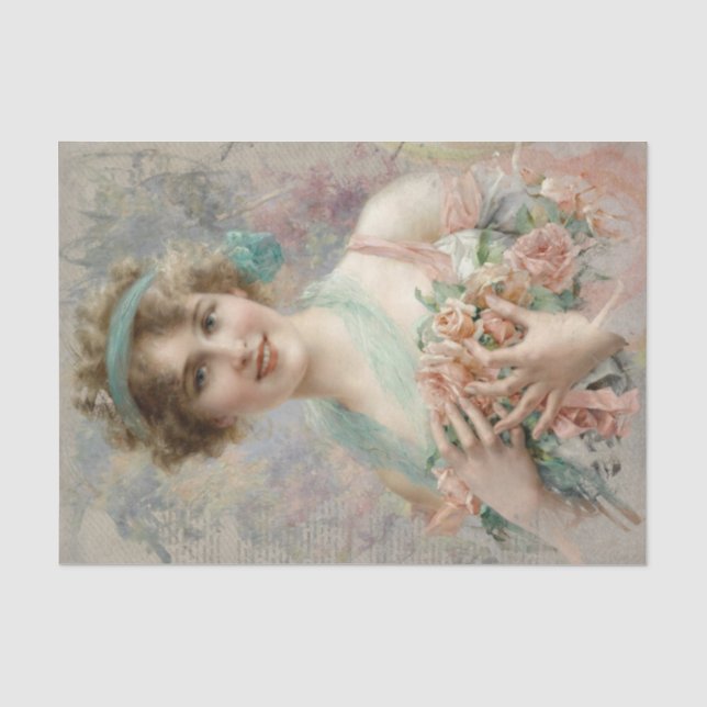 Papel De Seda Desenlace de retrato de dama de época (Anverso)