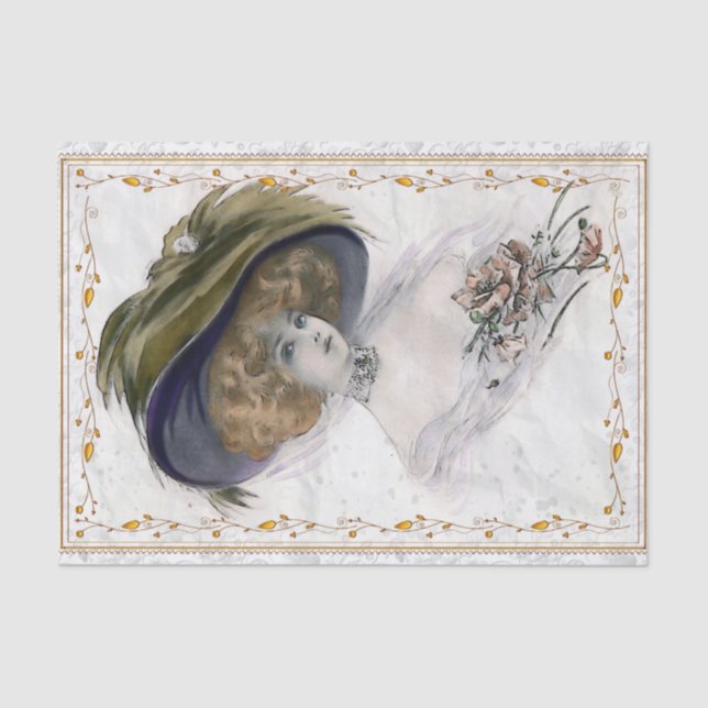 Papel De Seda Desenlace de retrato de dama de época (Anverso)