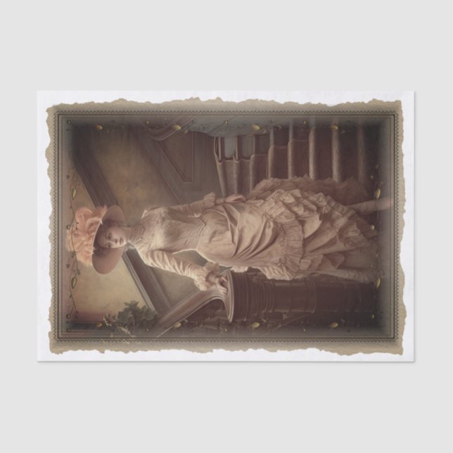 Papel De Seda Desenlace de retrato de dama de época (Anverso)