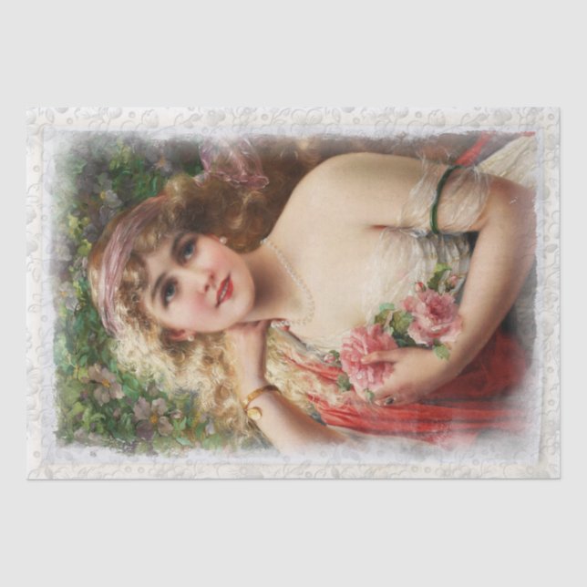 Papel De Seda Desenlace de retrato de dama de época (Anverso)