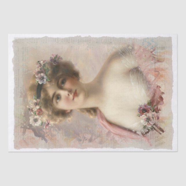 Papel De Seda Desenlace de retrato de dama de época (Anverso)
