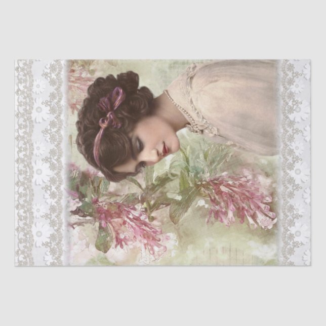 Papel De Seda Desenlace de retrato de dama de época (Anverso)