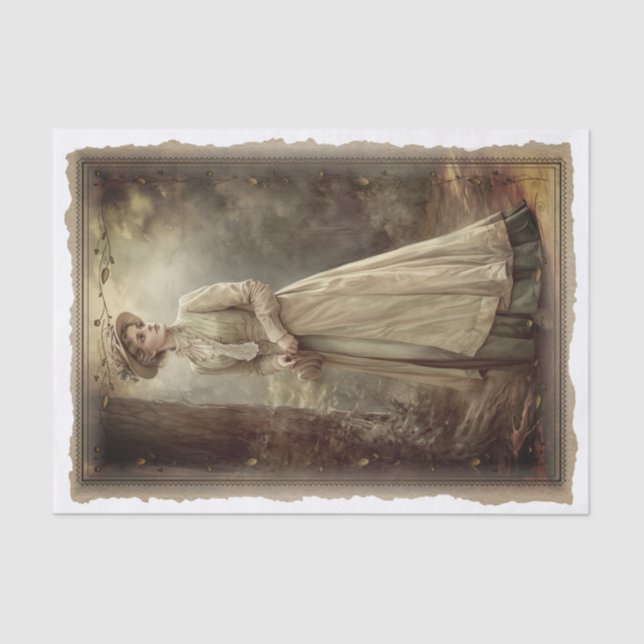 Papel De Seda Desenlace de retrato de dama de época (Anverso)