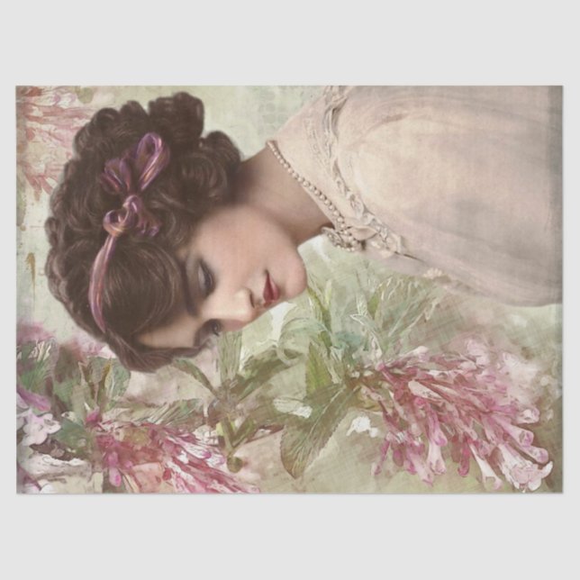 Papel De Seda Desenlace de retrato de dama de época (Anverso)