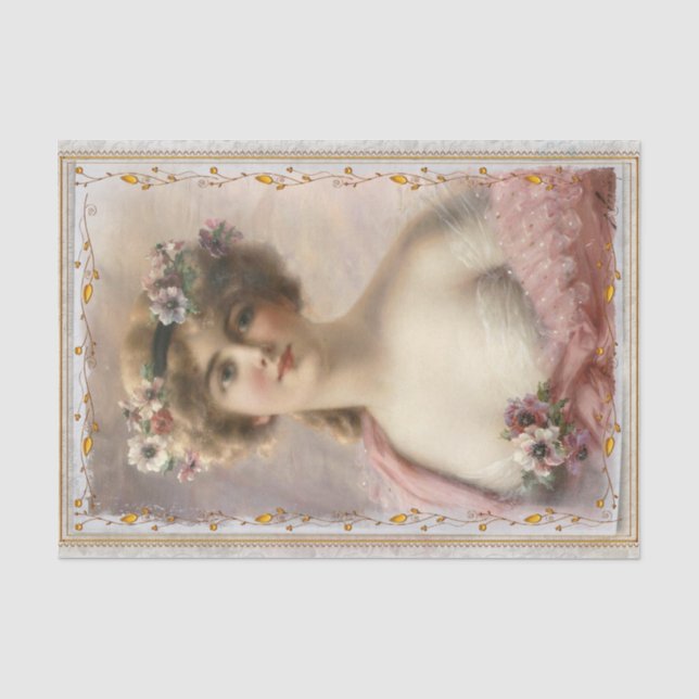 Papel De Seda Desenlace de retrato de dama de época (Anverso)