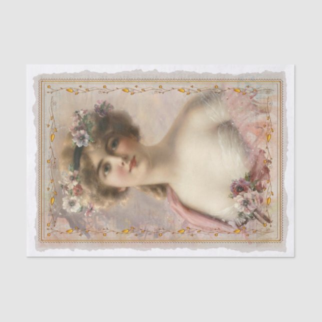 Papel De Seda Desenlace de retrato de dama de época (Anverso)