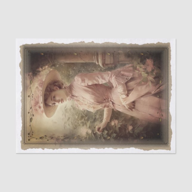 Papel De Seda Desenlace de retrato de dama de época (Anverso)