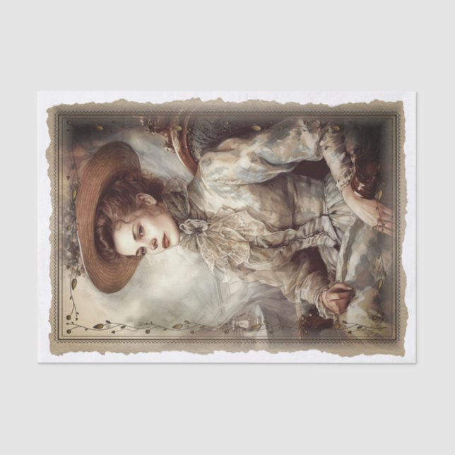Papel De Seda Desenlace de retrato de dama de época victoriana (Anverso)
