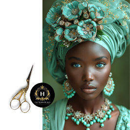 Papel De Seda Desenlace de retrato de mujer africana verde esmer