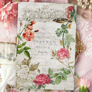 Papel De Seda Desenlace de rosa rosado y tipografía vintage para