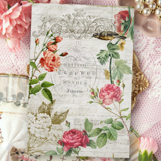 Papel De Seda Desenlace de rosa rosado y tipografía vintage para