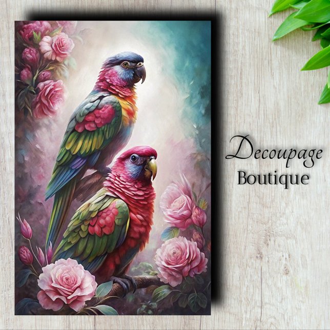 Papel De Seda Desenlace de rosas y arcos de lluvia (Roses & Rainbows Decoupage Tissue Paper)