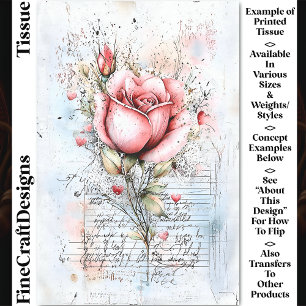 Papel De Seda Desenlace de Shabby Chic Rosa y Corazones CJ8