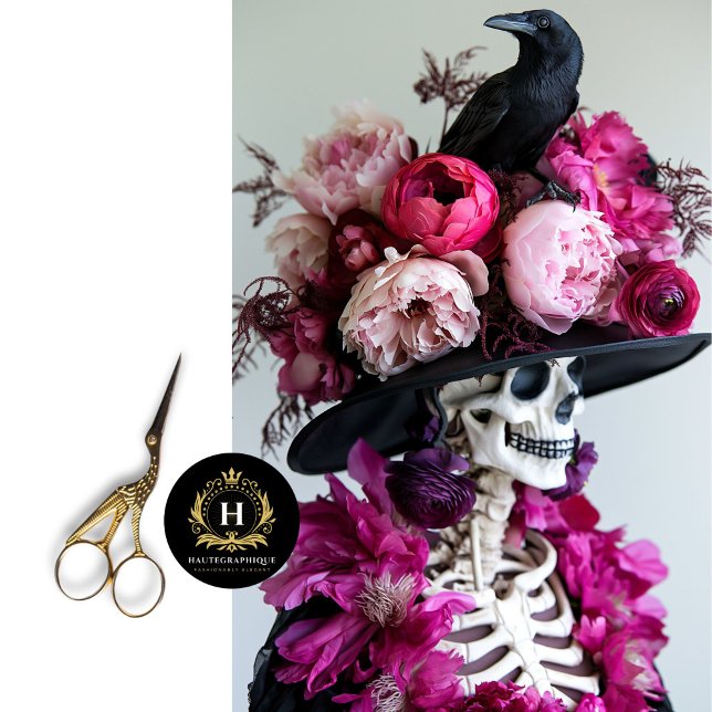 Papel De Seda Desenlace de Skeleton gótico Floral Skull Raven (Subido por el creador)