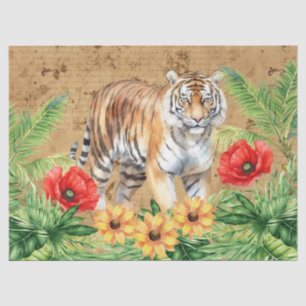 Papel De Seda Desenlace de tigre de inspiración vintage y cachor