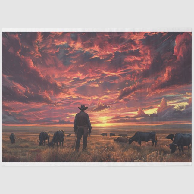 Papel De Seda Desenlace de travesía de Cowboy en el cielo occide (Anverso)