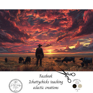 Papel De Seda Desenlace de travesía de Cowboy en el cielo occide