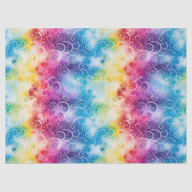 Papel De Seda Desenlace de Whimsical Rainbow Swirl (Anverso)