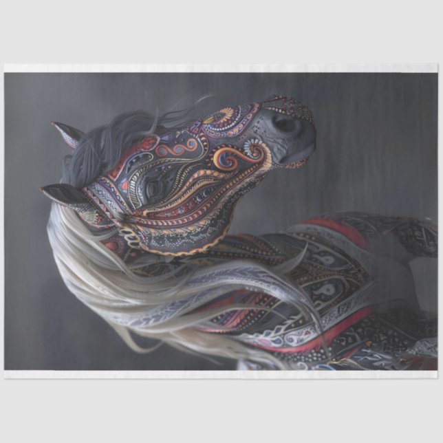 Papel De Seda Desenlace del caballo indio púrpura del Tribunal (Anverso)