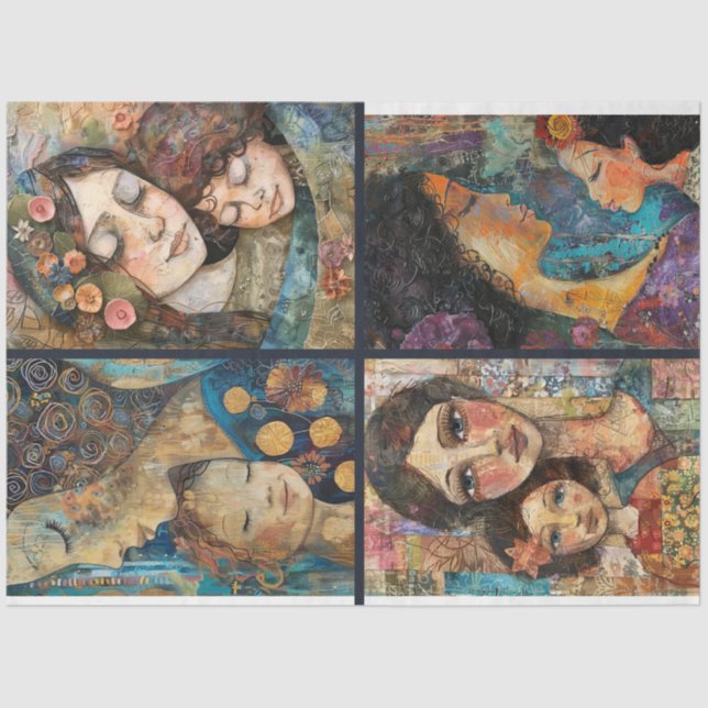 Papel De Seda Desenlace del Collage de Artesanía Madre Infantil  (Anverso)