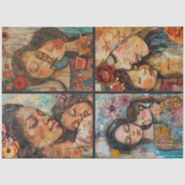 Papel De Seda Desenlace del Collage de la Artesanía Materna Hija