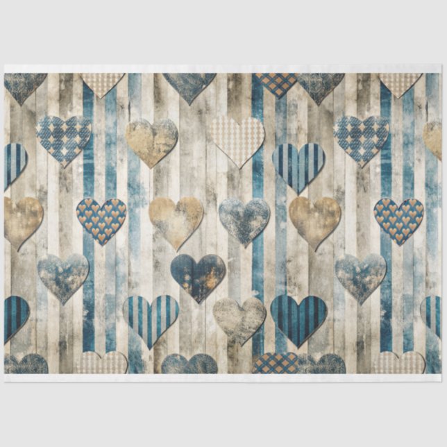Papel De Seda Desenlace del corazón con angustia azul (Anverso)