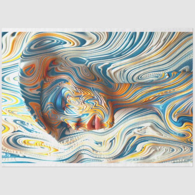 Papel De Seda Desenlace del efecto mármol fundido de retrato de  (Anverso)