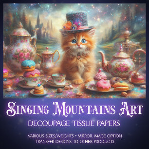 Papel De Seda Desenlace del Fiesta del té de Victorian y Gatito 